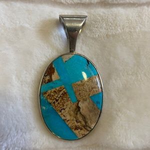 DTR Desert Rose Trading 925 sterling silver Jay King turquoise pendant